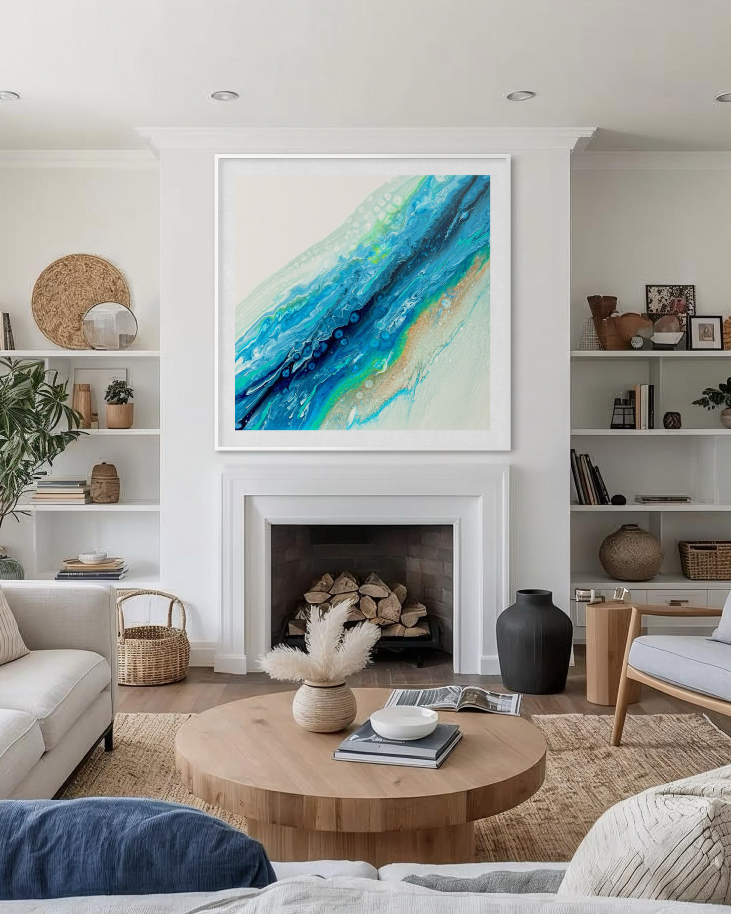 Colourful wall art like the ocean