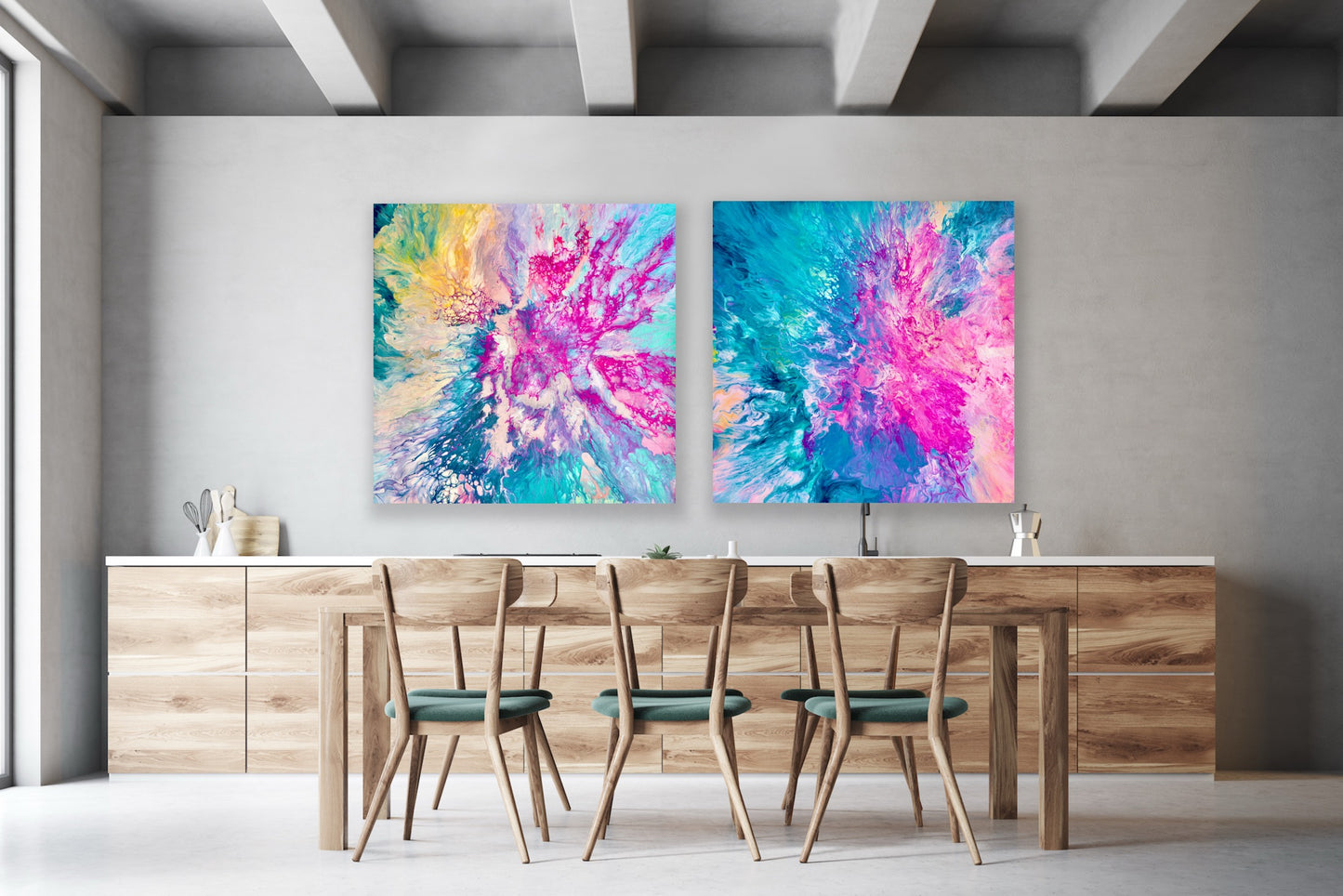 Dreamt in Magenta and Drifted into Cerulean - Gallery Set of Two - Canvas Prints
