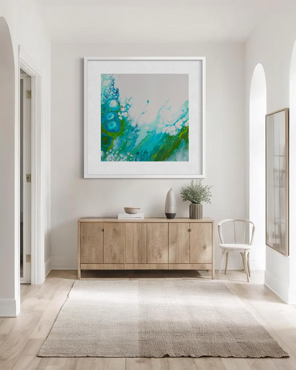 Coastal wall art in blue and green