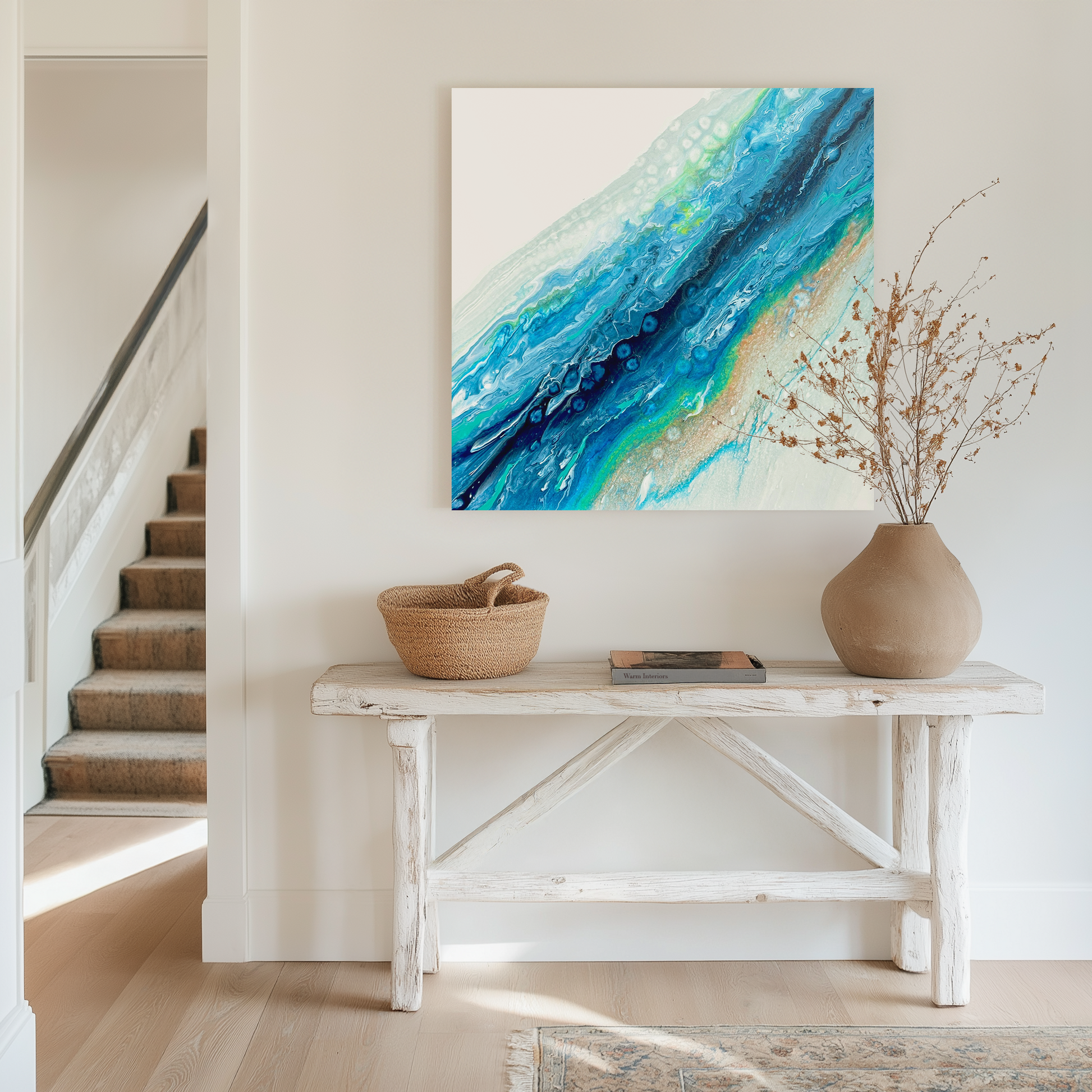 Coastal wall art for the home in blue and white