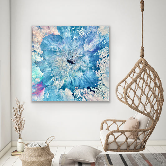 Cloud-like abstract art painting in blue