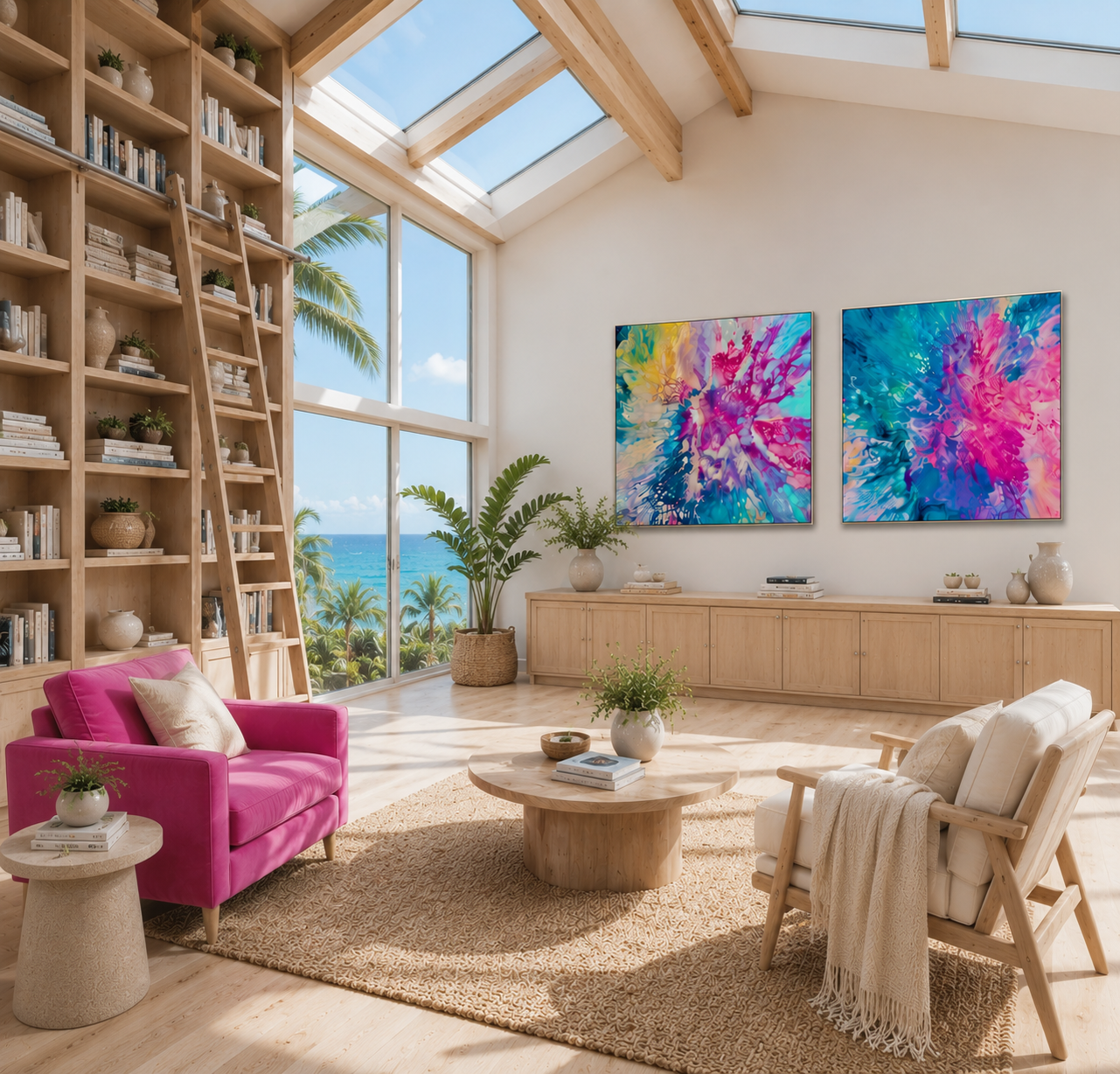 Dreamt in Magenta and Drifted into Cerulean - Gallery Set of Two - Canvas Prints