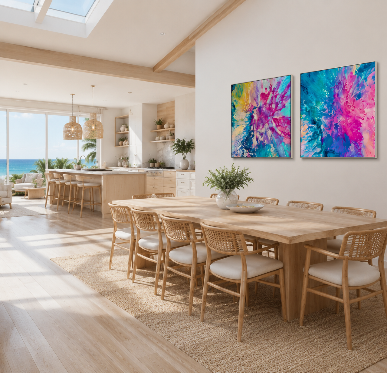 Dreamt in Magenta and Drifted into Cerulean - Gallery Set of Two - Canvas Prints