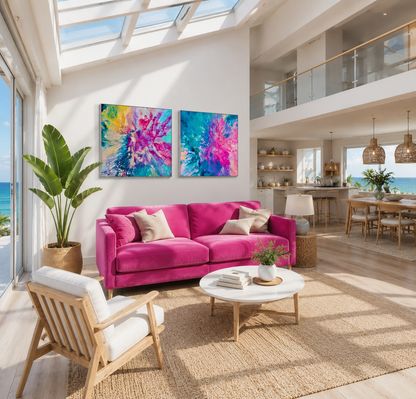 Dreamt in Magenta and Drifted into Cerulean - Gallery Set of Two - Canvas Prints