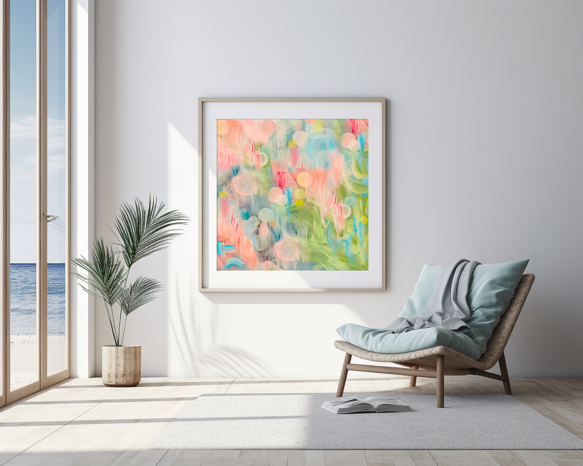 Soft pink abstract art that calms