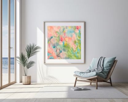 Soft pink abstract art that calms