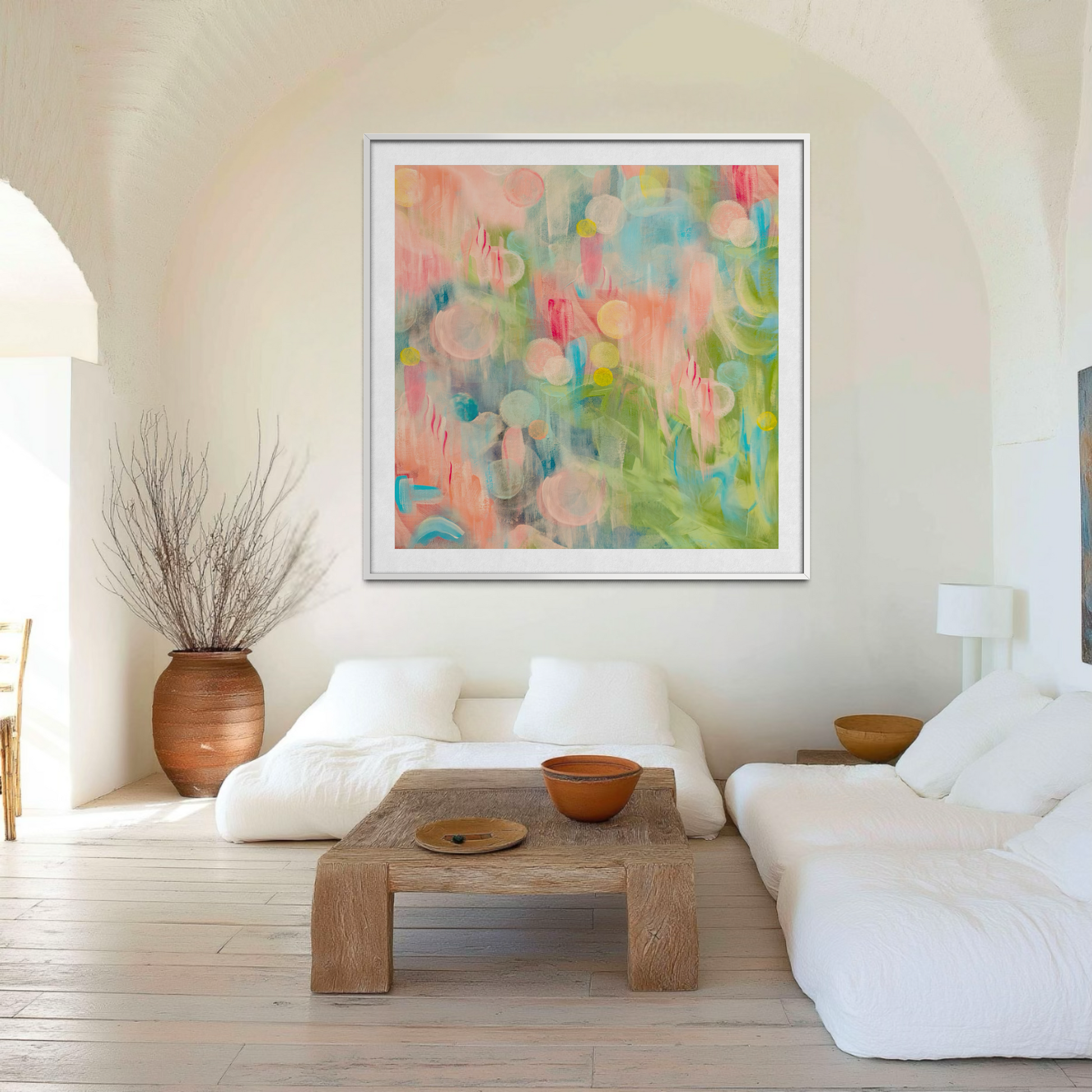 Colourful abstract wall art for calm spaces