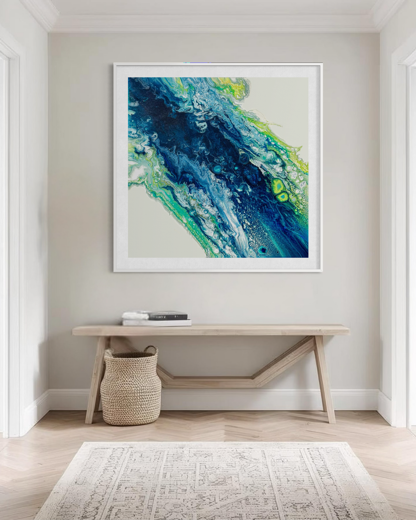 Coastal wall art in blue and green