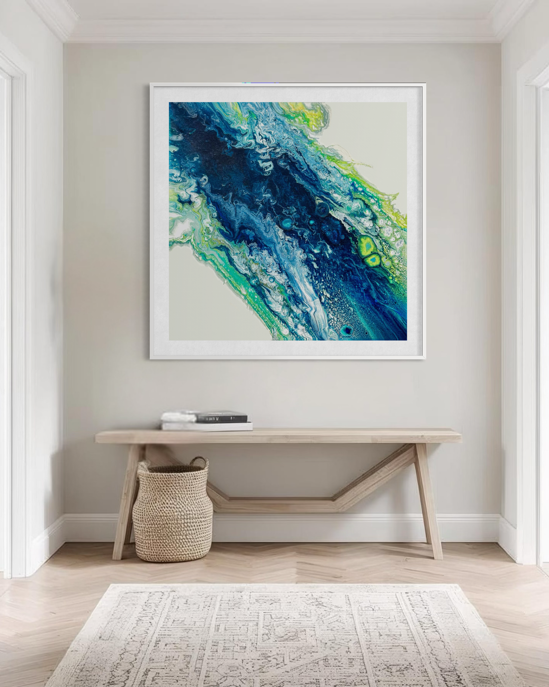 Coastal wall art in blue and green