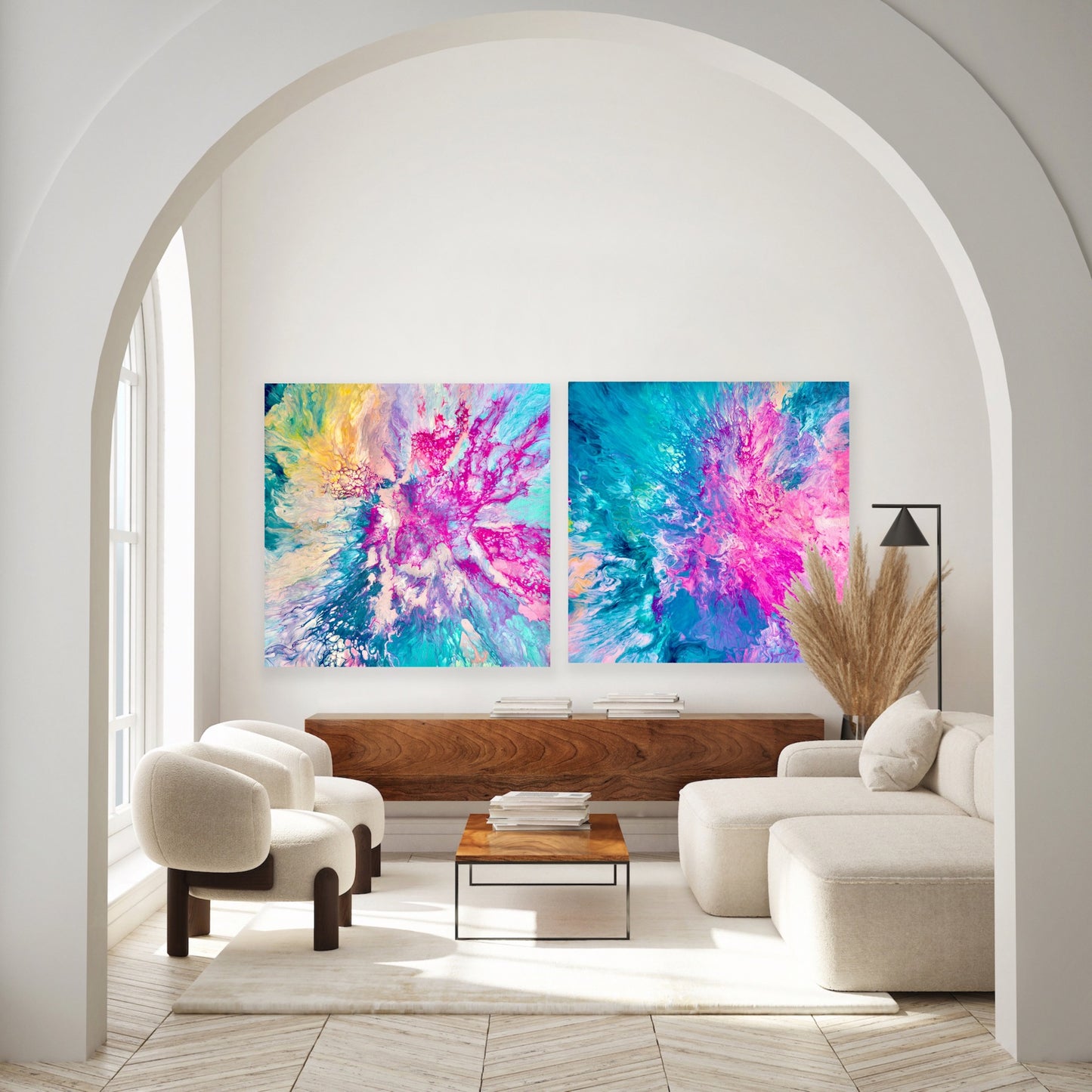 Dreamt in Magenta and Drifted into Cerulean - Gallery Set of Two - Canvas Prints