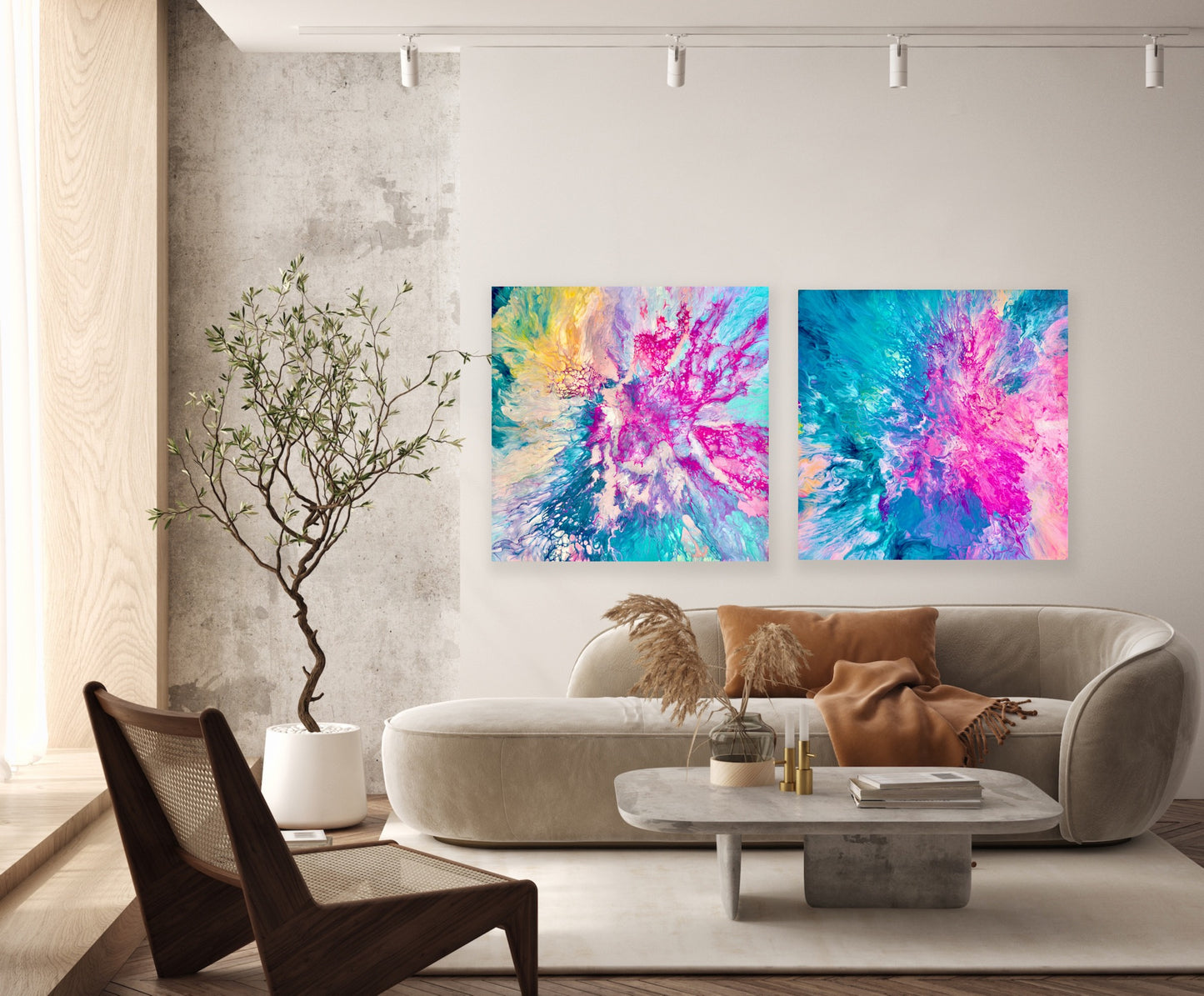 Dreamt in Magenta and Drifted into Cerulean - Gallery Set of Two - Canvas Prints