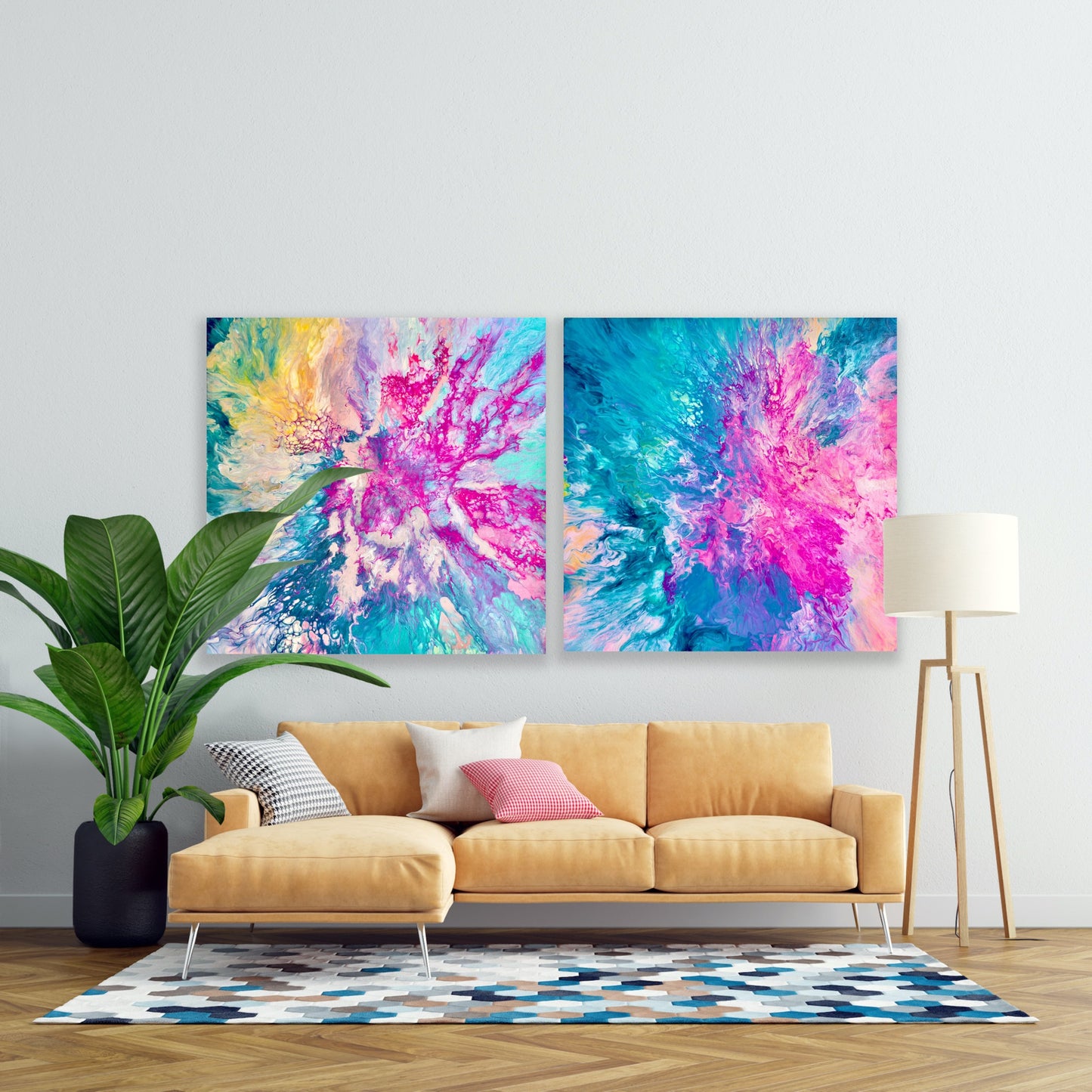Dreamt in Magenta and Drifted into Cerulean - Gallery Set of Two - Canvas Prints