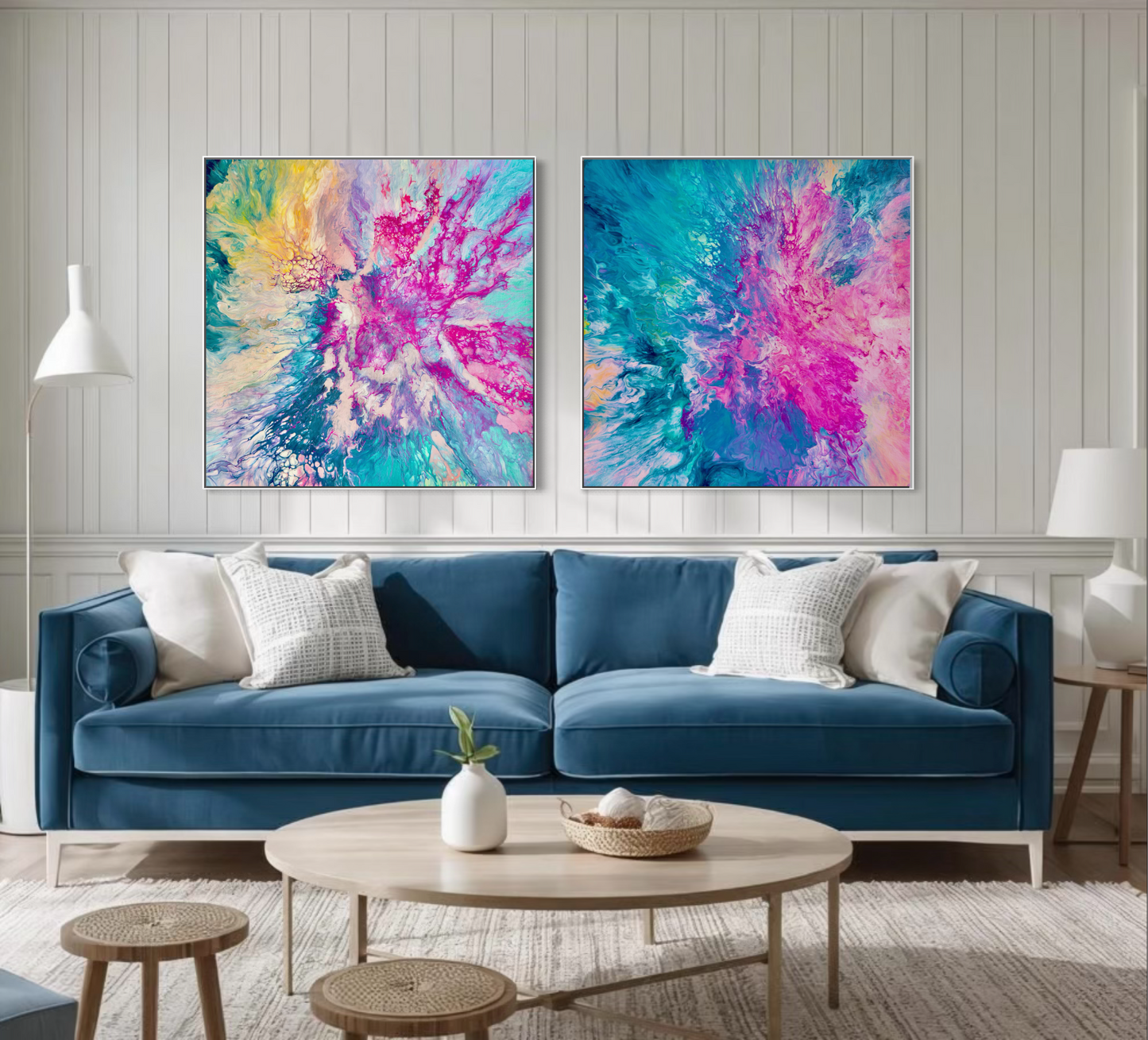 Dreamt in Magenta and Drifted into Cerulean - Gallery Set of Two - Canvas Prints