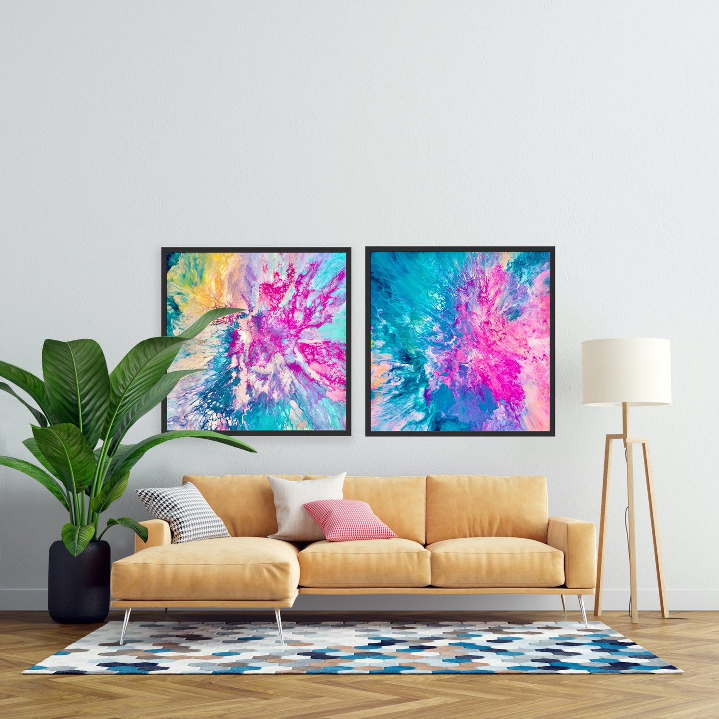 Dreamt in Magenta and Drifted into Cerulean - Gallery Set of Two - Canvas Prints