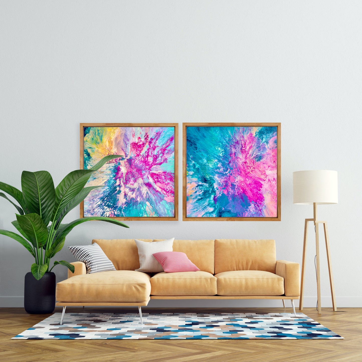 Dreamt in Magenta and Drifted into Cerulean - Gallery Set of Two - Canvas Prints