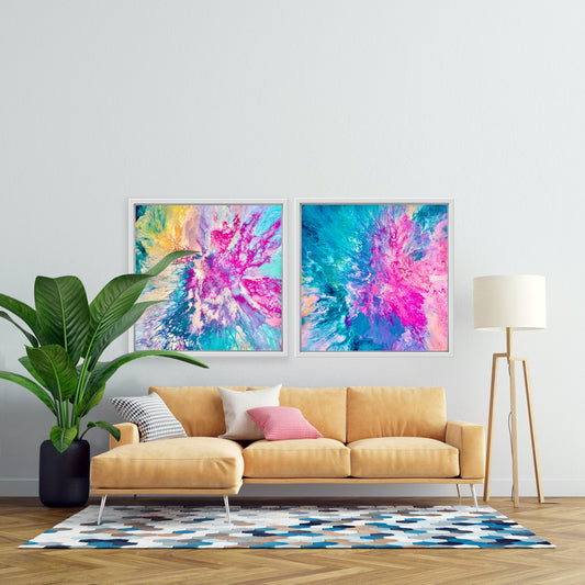 Dreamt in Magenta and Drifted into Cerulean - Gallery Set of Two - Canvas Prints