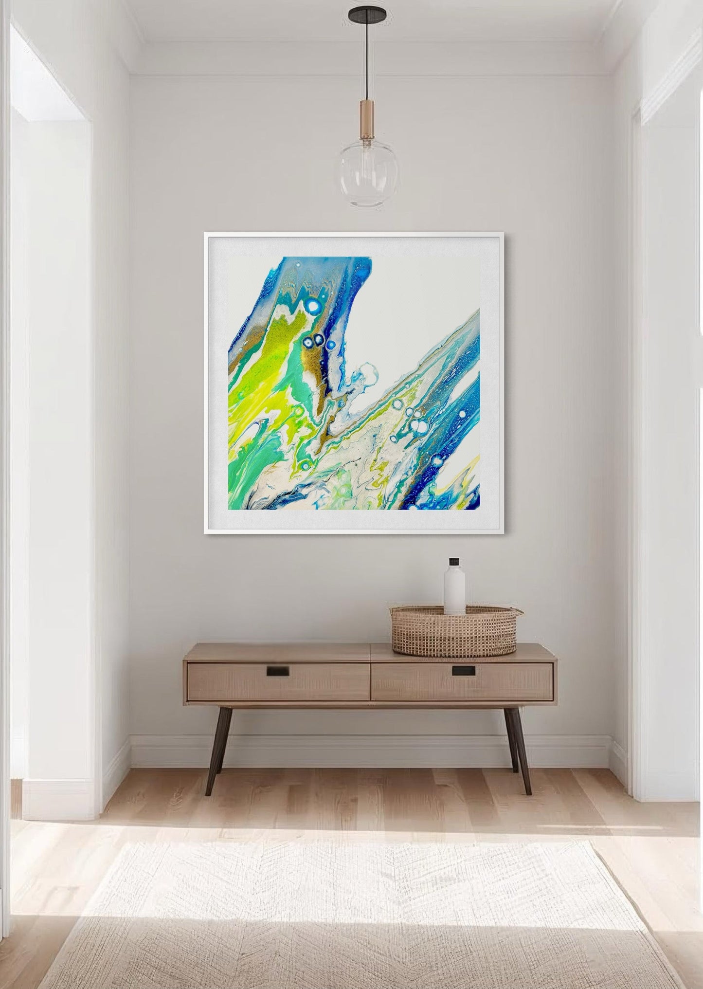 Coastal wall art in blue and green