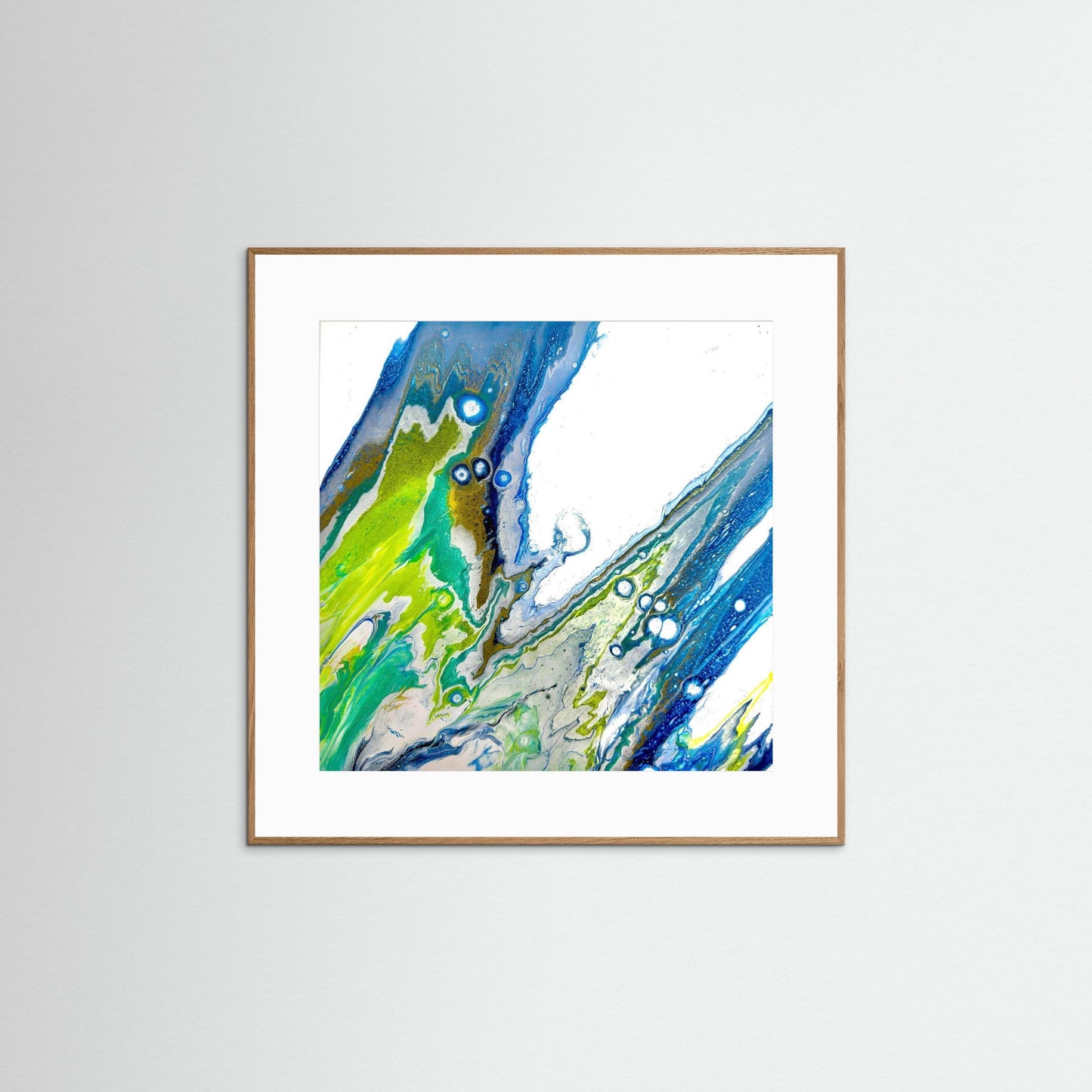 Modern Acrylic Fine Art Paper Print - Coastal Art in Blues & Greens.  Wave, Sea, Ocean.