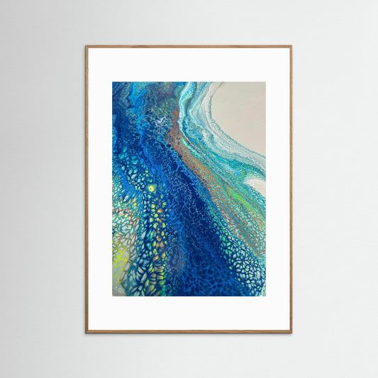 Modern Acrylic Canvas Print - Coastal Art in Blues & Greens.  Wave, Sea, Ocean.