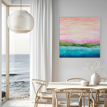 Stunning Pink Coastal Painting in Beach House