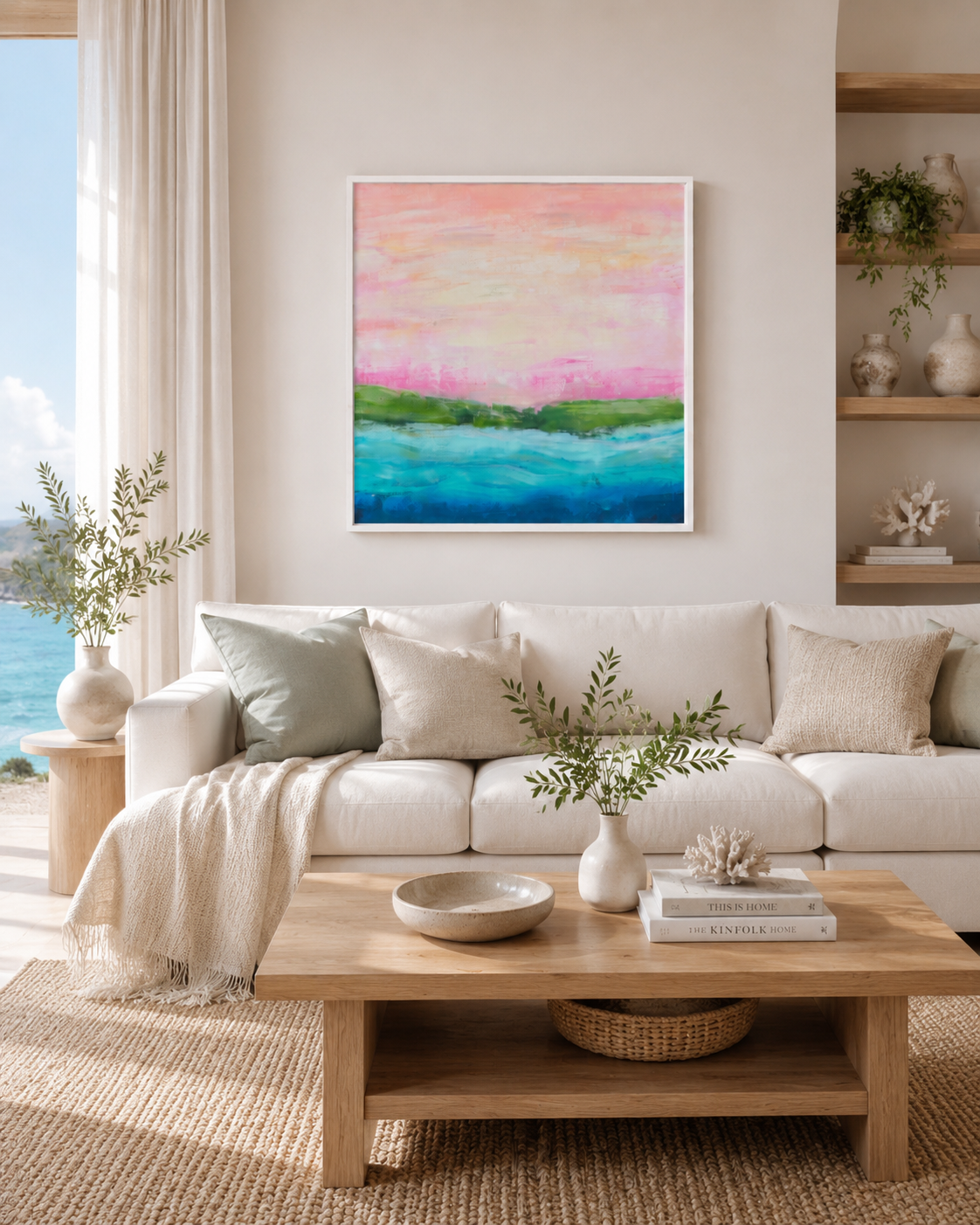 Pink Coastal Abstract Art