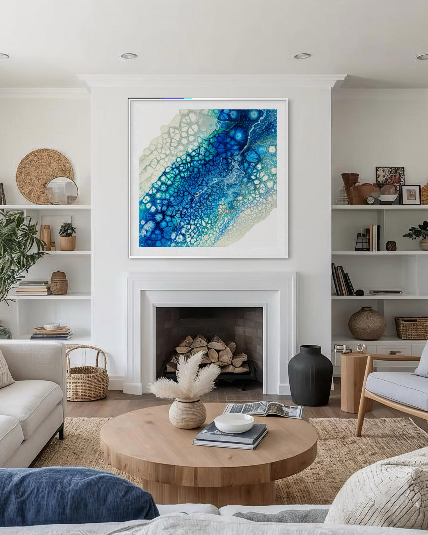 Coastal wall art in blue