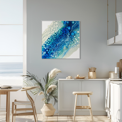 Blue original canvas painting. Coastal Art.