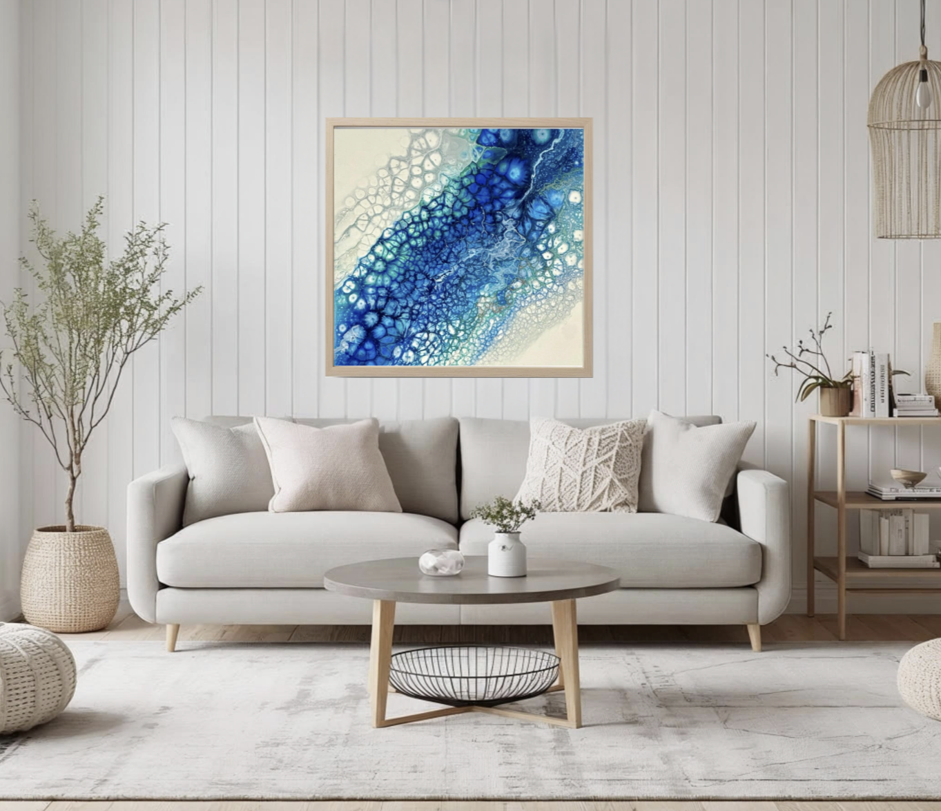 ROCKPOOL (canvas print) - A mesmerising blend of blues and whites form a scene reminiscent of a crystal clear Cornish rockpool at low tide.