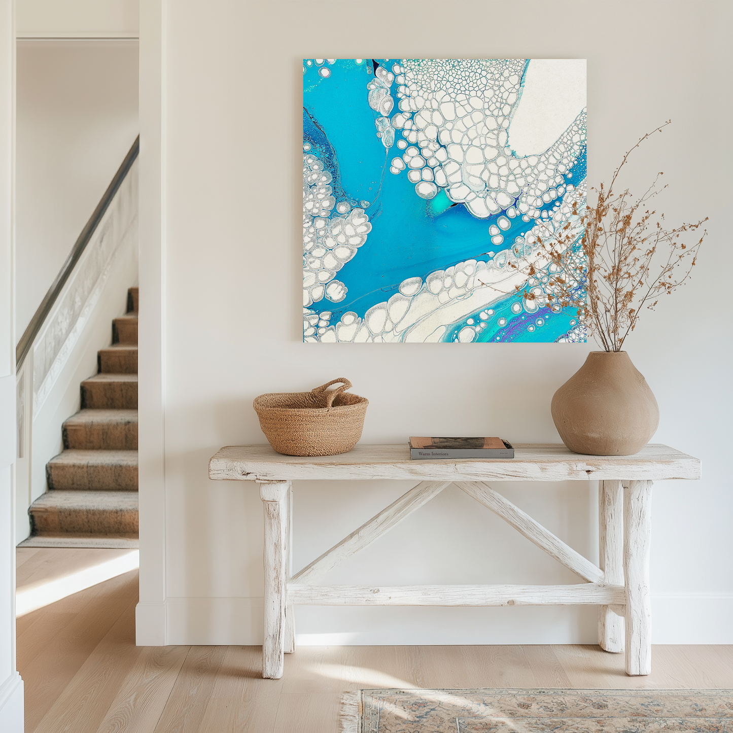 Stunning blue coastal abstract art print 