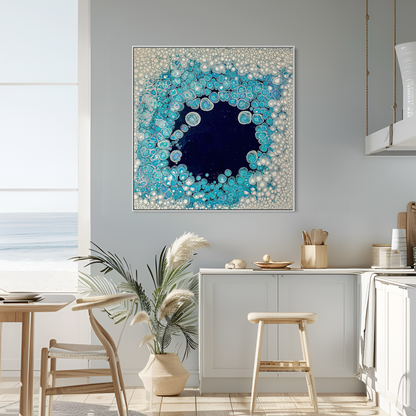 Coastal art in blue and white