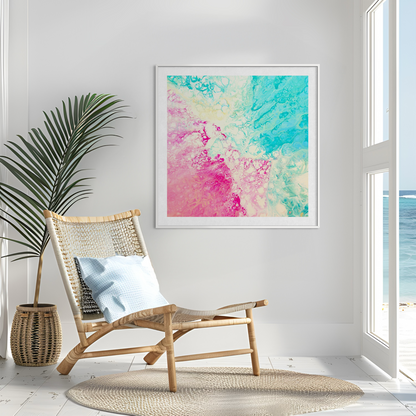 Coastal wall art in pink and blue